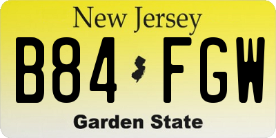 NJ license plate B84FGW