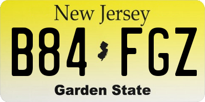 NJ license plate B84FGZ