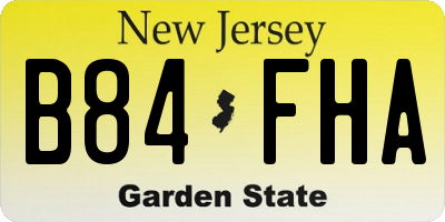 NJ license plate B84FHA