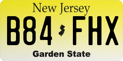 NJ license plate B84FHX