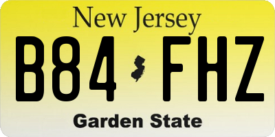 NJ license plate B84FHZ
