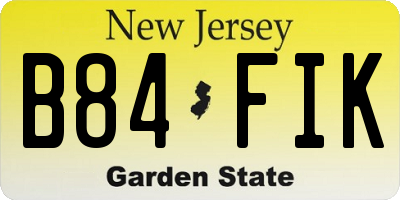 NJ license plate B84FIK
