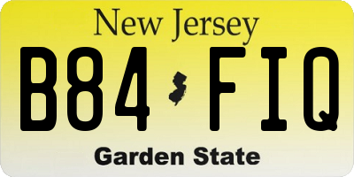 NJ license plate B84FIQ