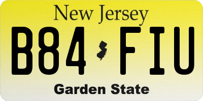 NJ license plate B84FIU