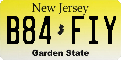 NJ license plate B84FIY