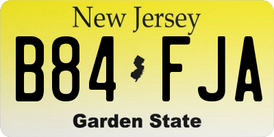 NJ license plate B84FJA