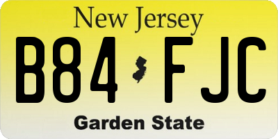 NJ license plate B84FJC