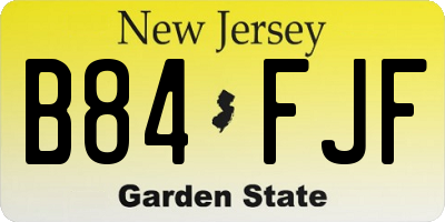 NJ license plate B84FJF
