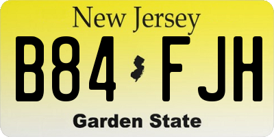 NJ license plate B84FJH