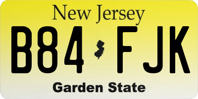 NJ license plate B84FJK