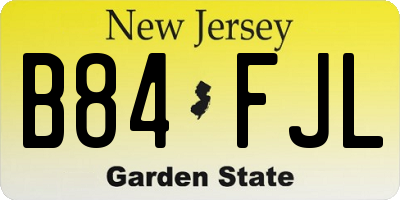 NJ license plate B84FJL