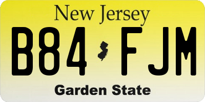 NJ license plate B84FJM