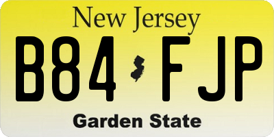 NJ license plate B84FJP