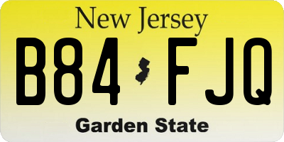 NJ license plate B84FJQ