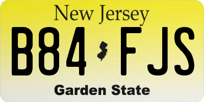 NJ license plate B84FJS