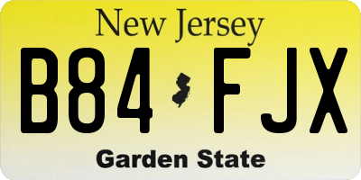 NJ license plate B84FJX