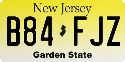 NJ license plate B84FJZ