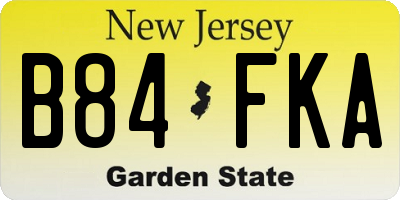 NJ license plate B84FKA