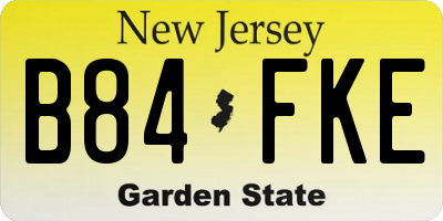 NJ license plate B84FKE