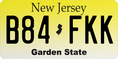 NJ license plate B84FKK