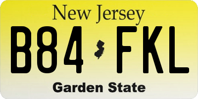 NJ license plate B84FKL