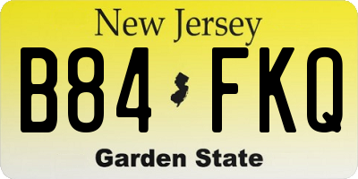 NJ license plate B84FKQ