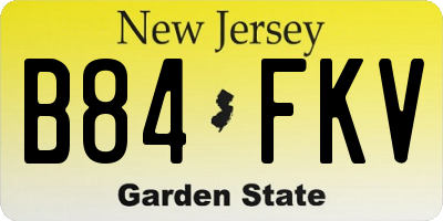 NJ license plate B84FKV