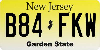 NJ license plate B84FKW