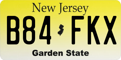 NJ license plate B84FKX
