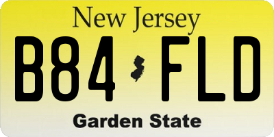 NJ license plate B84FLD