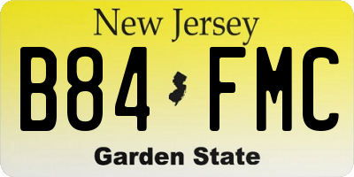 NJ license plate B84FMC