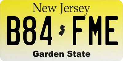 NJ license plate B84FME
