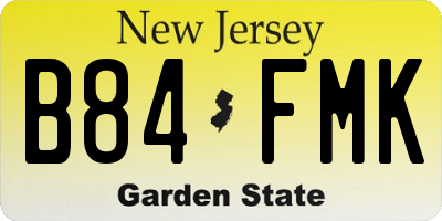 NJ license plate B84FMK