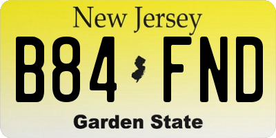 NJ license plate B84FND