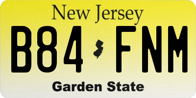 NJ license plate B84FNM