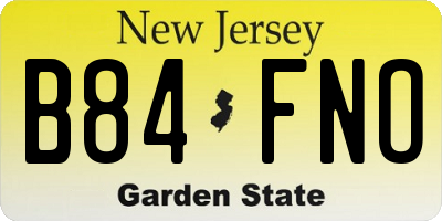 NJ license plate B84FNO