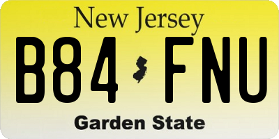 NJ license plate B84FNU
