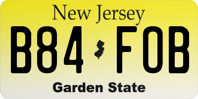 NJ license plate B84FOB