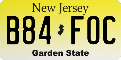 NJ license plate B84FOC