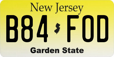 NJ license plate B84FOD