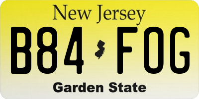 NJ license plate B84FOG