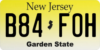 NJ license plate B84FOH