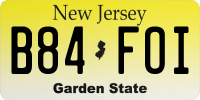NJ license plate B84FOI