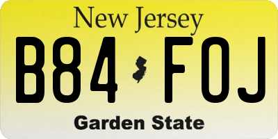 NJ license plate B84FOJ