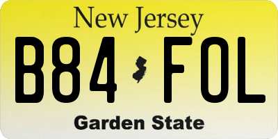 NJ license plate B84FOL