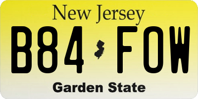 NJ license plate B84FOW