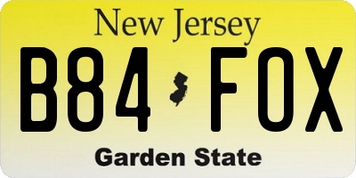 NJ license plate B84FOX
