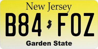NJ license plate B84FOZ