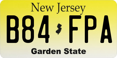 NJ license plate B84FPA