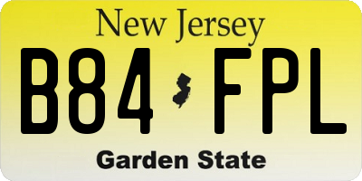NJ license plate B84FPL